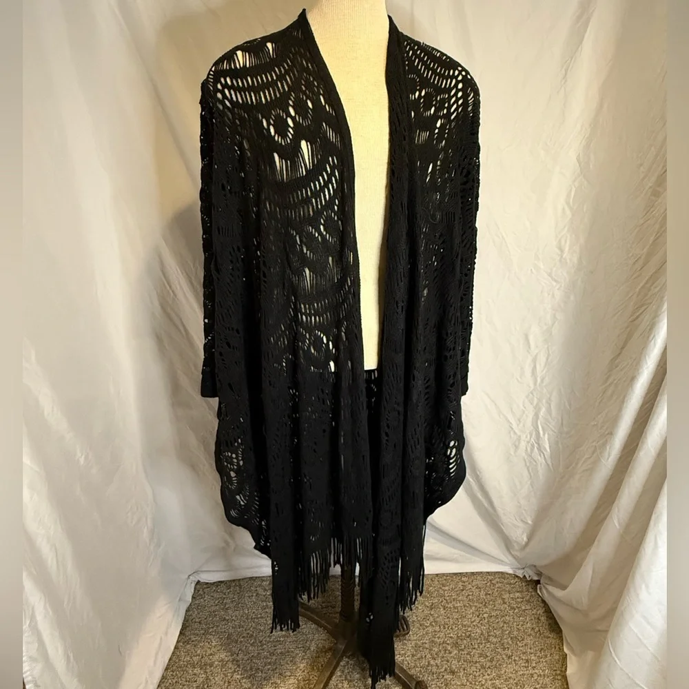 Torrid Black Knit Fringe Cardigan - Picture 1 of 5